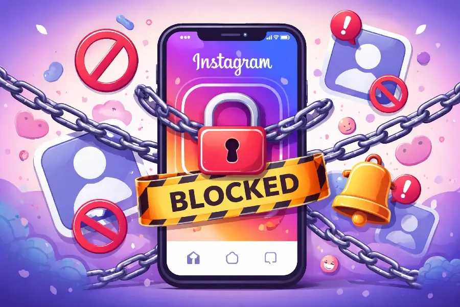 אינסטגרם חסום - מסך נעילה והגבלה