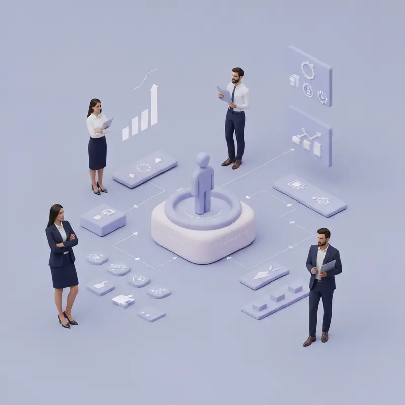 איור 3D של Unique Value Proposition עסק במרכז אסטרטגיה.