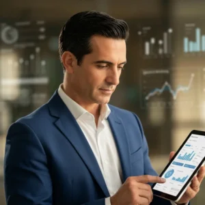 איש עסקים חושב על אסטרטגיית remarketing גוגל