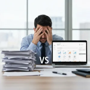 בעל עסק ישראלי מתלבט בין ניהול ידני ל-מערכת CRM לעסק