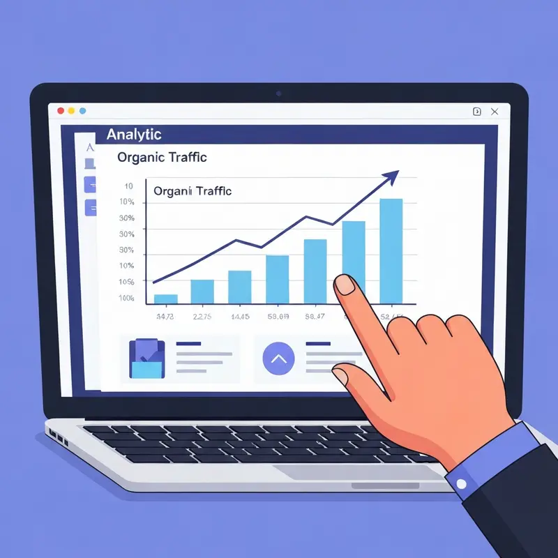 גרף עולה על מסך מחשב המציג נתוני Topical Authority