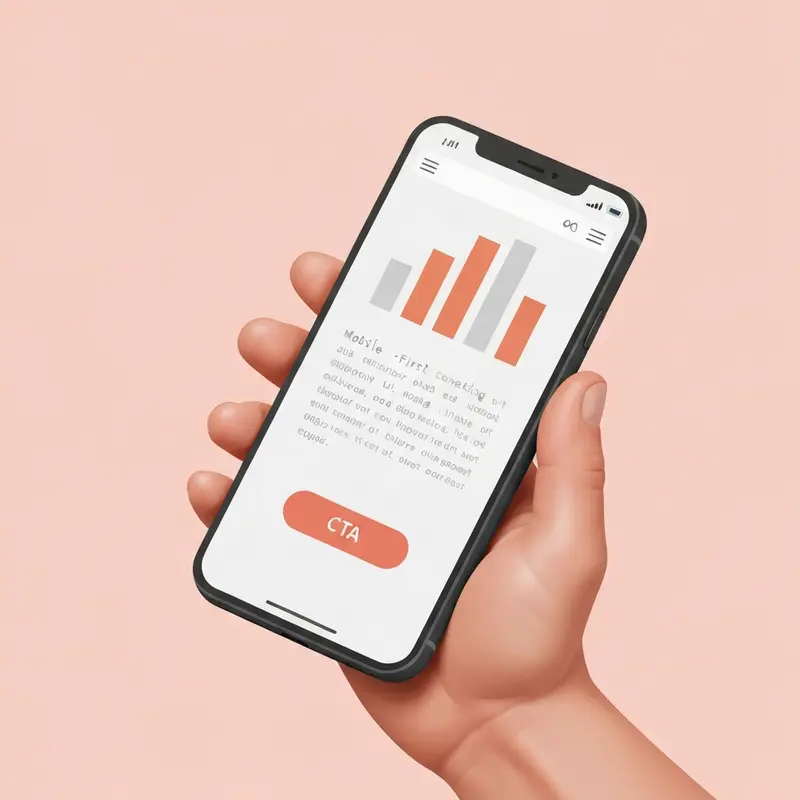 יד משתמשת בסמארטפון לצפייה ב-Mobile-First Landing Page