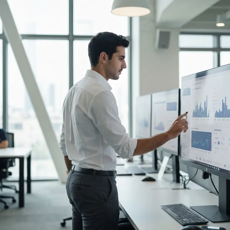 מומחה שיווק דיגיטלי ישראלי מנתח נתוני קהלי Lookalike פייסבוק על מסך.