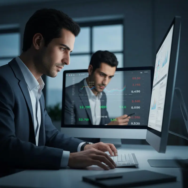 מומחה שיווק מנתח נתוני SMS שיווק עסקים על מסך מחשב