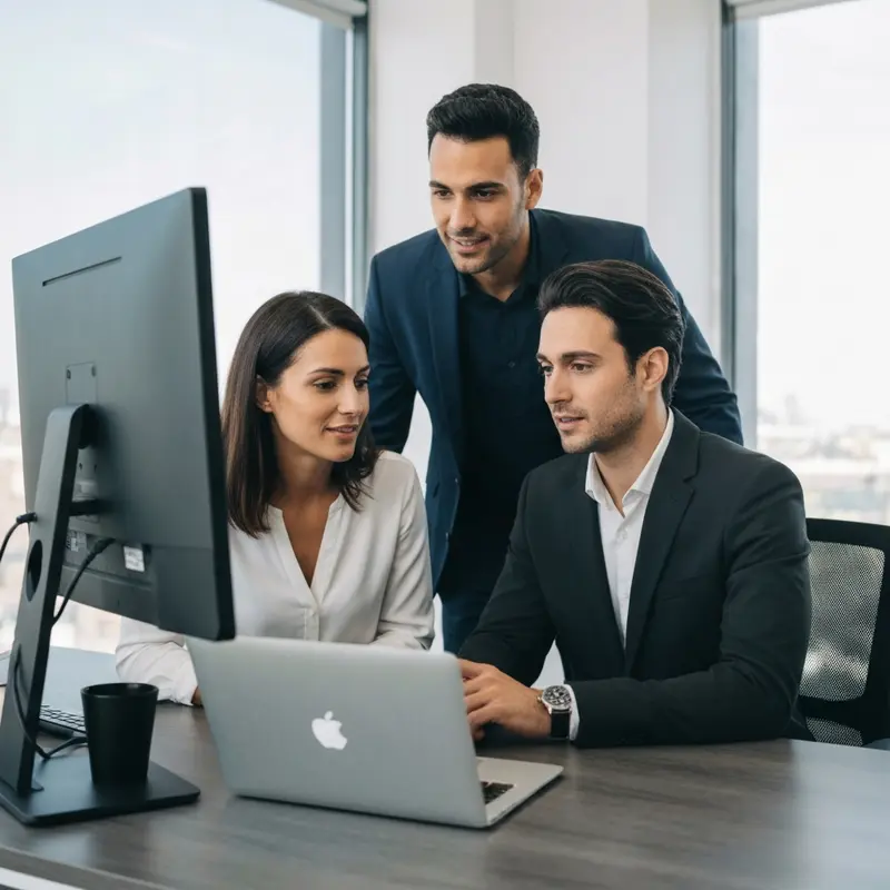 מומחה SEO ועסק קטן בישראל מנתחים נתוני קידום אורגני