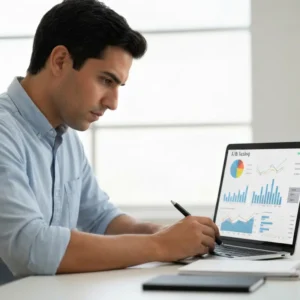 מנהל שיווק ישראלי מנתח תוצאות A/B Testing