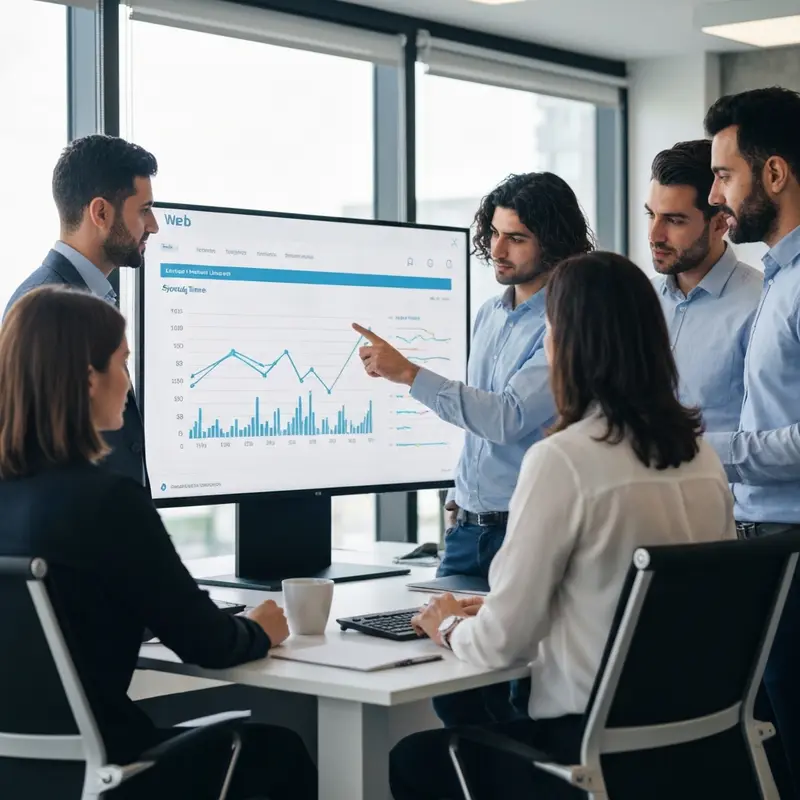 צוות שיווק מנתח Page Speed דף נחיתה על מסכים