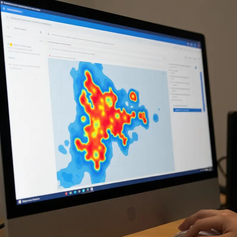 צילום מקרוב של מסך המציג Heatmap ניתוח אתר