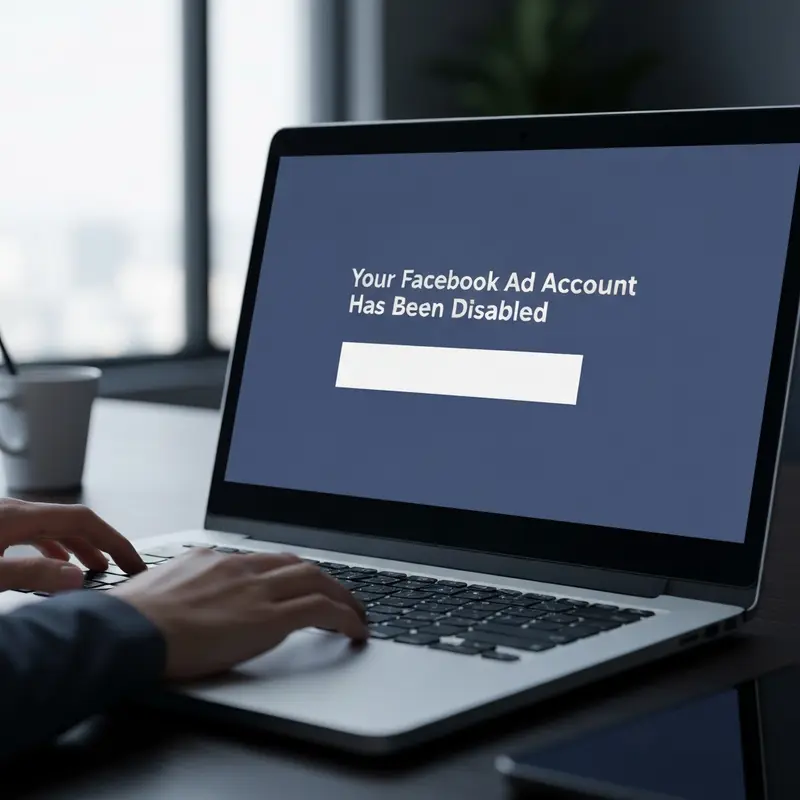 קלוז-אפ על מסך מחשב מראה הודעת חשבון מושבת