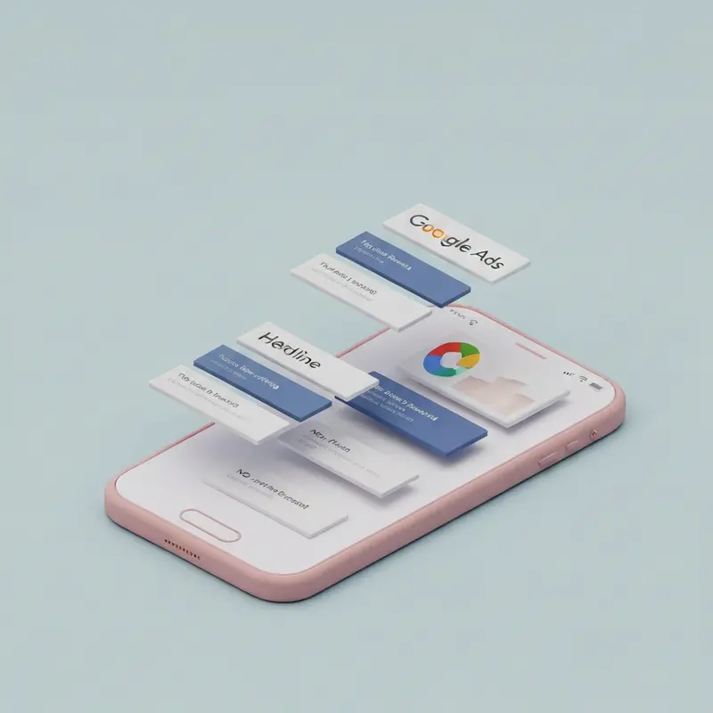 תצוגת מודעות Responsive Search Ads מתחלפות על מסך סמארטפון.