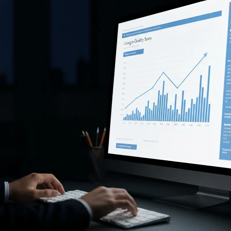 תקריב על גרף Quality Score גוגל עולה על מסך