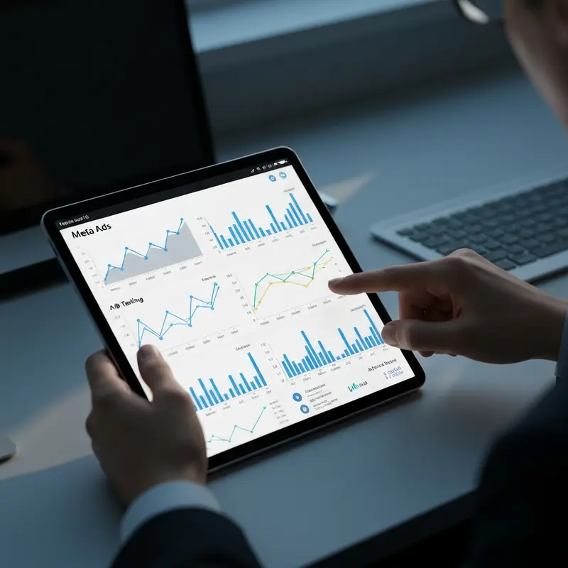 תקריב על גרפים ונתונים של Creative Testing.