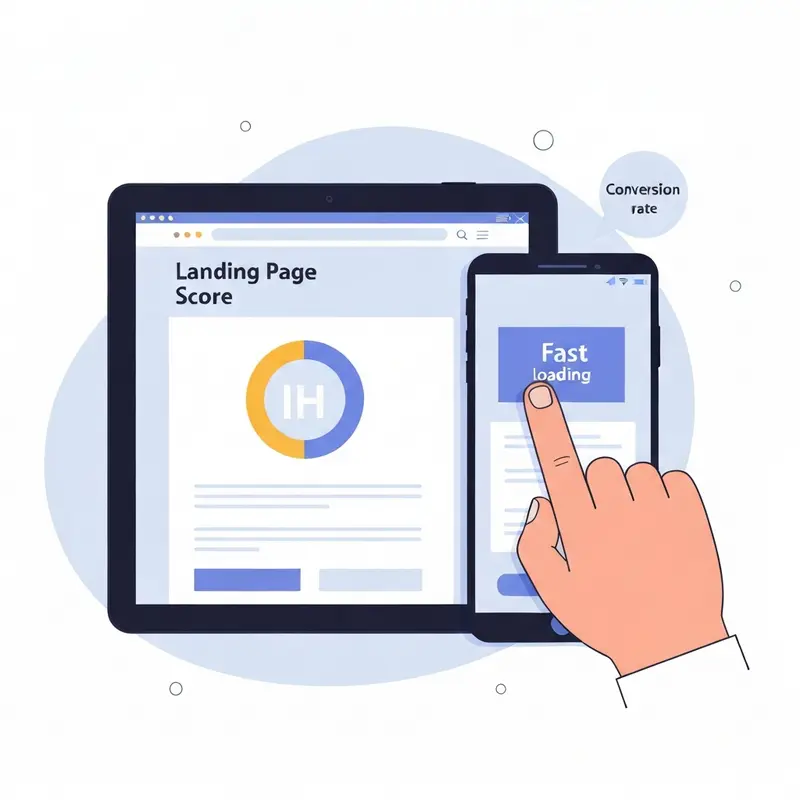 תקריב על גרפים ונתוני ביצועים המשפרים Landing Page Score