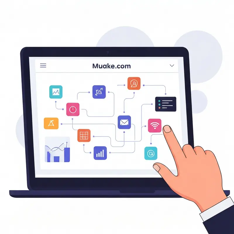 תקריב על מסך המציג זרימת עבודה של Make.com אוטומציה