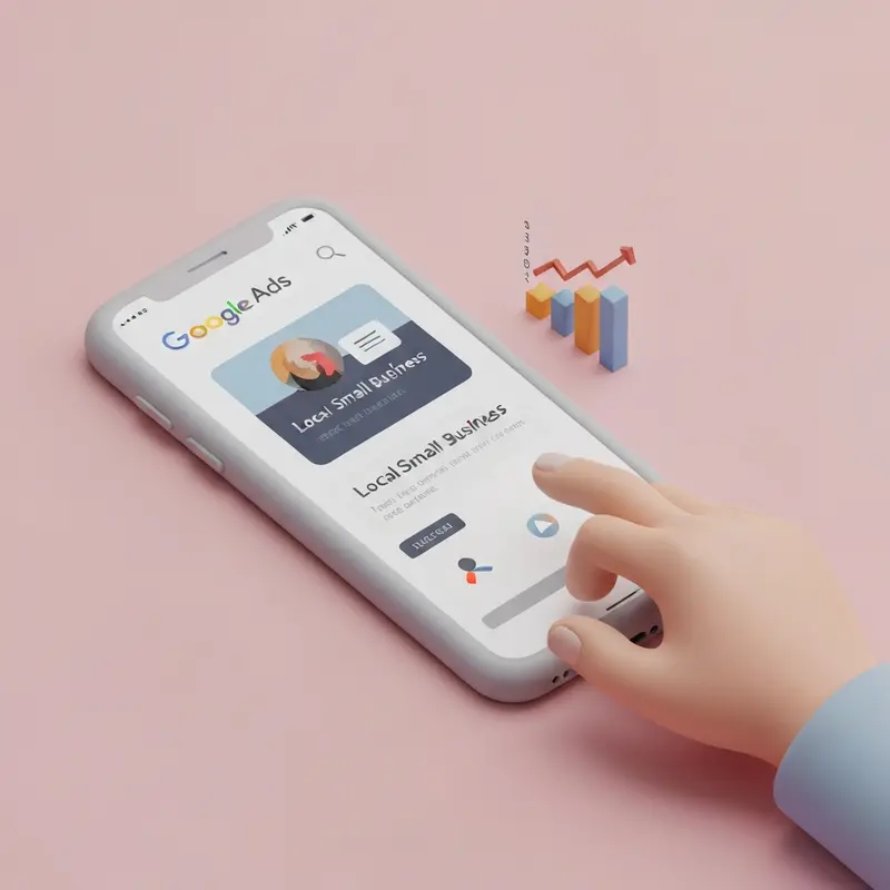 תקריב של סמארטפון עם מודעת פרסום בגוגל.