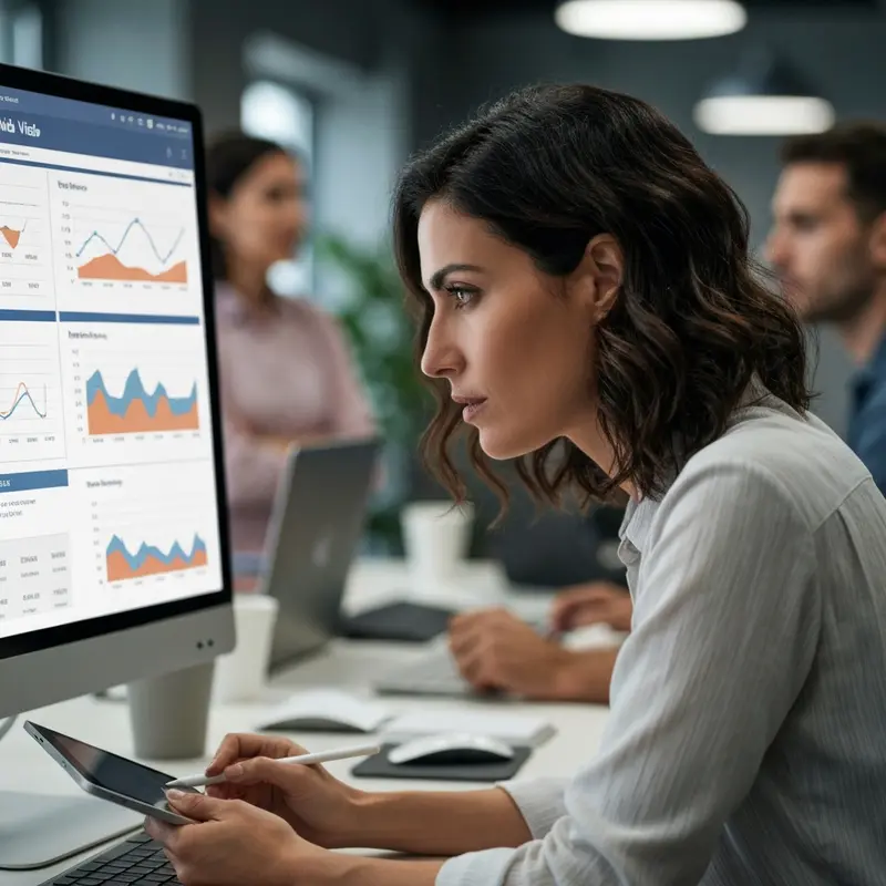 Israeli business owner reviewing website analytics