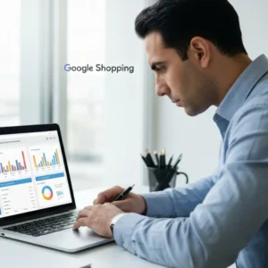 איש עסקים ישראלי מנתח נתונים עבור גוגל שופינג חנות אונליין
