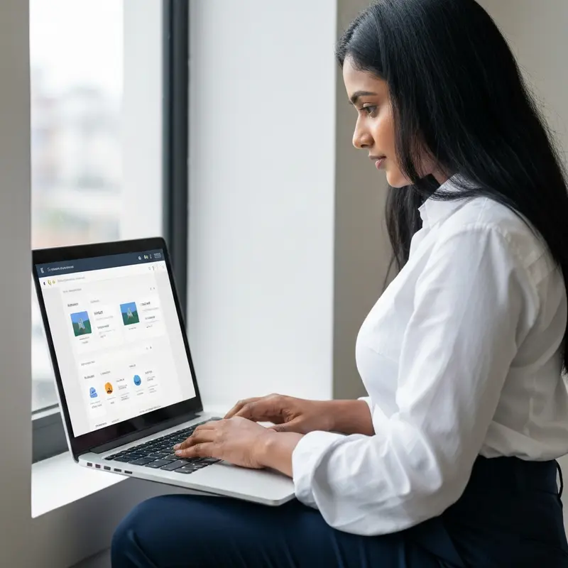 אישה ישראלית עוקבת אחרי לידים במחשב