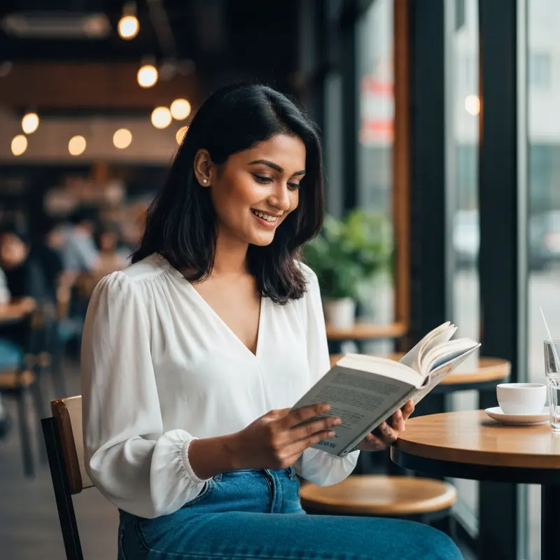 אישה ממוצא מזרח תיכוני צופה בוידאו בטלפון