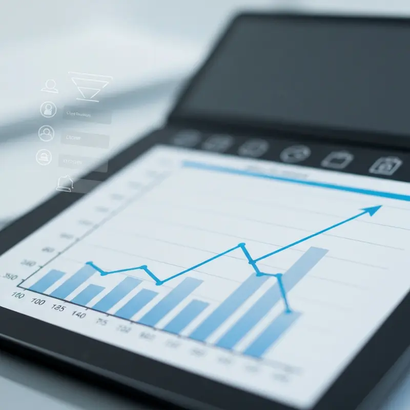 גרף צמיחה של עסק קטן המציג עלייה במכירות עם CRM