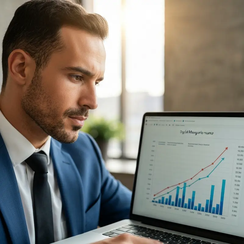 יזם ישראלי מביט בגרף רווחיות בקלוז-אפ