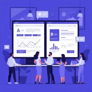 איור וקטורי של A/B Testing דף נחיתה עם גרפים