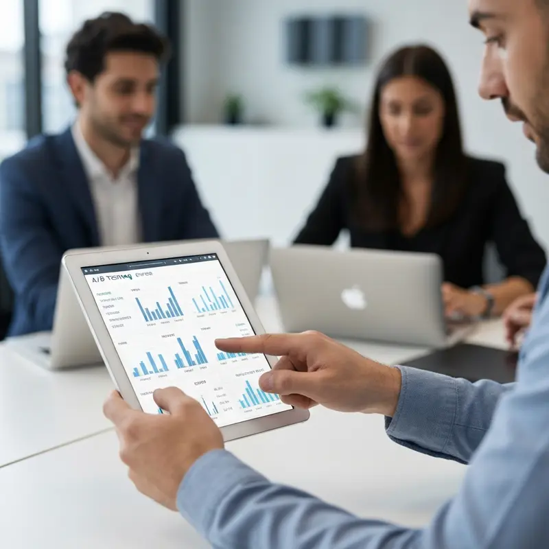 מנהלי שיווק מנתחים תוצאות A/B Testing