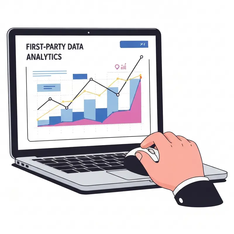תקריב על מסך מציג גרפים של First-Party Data