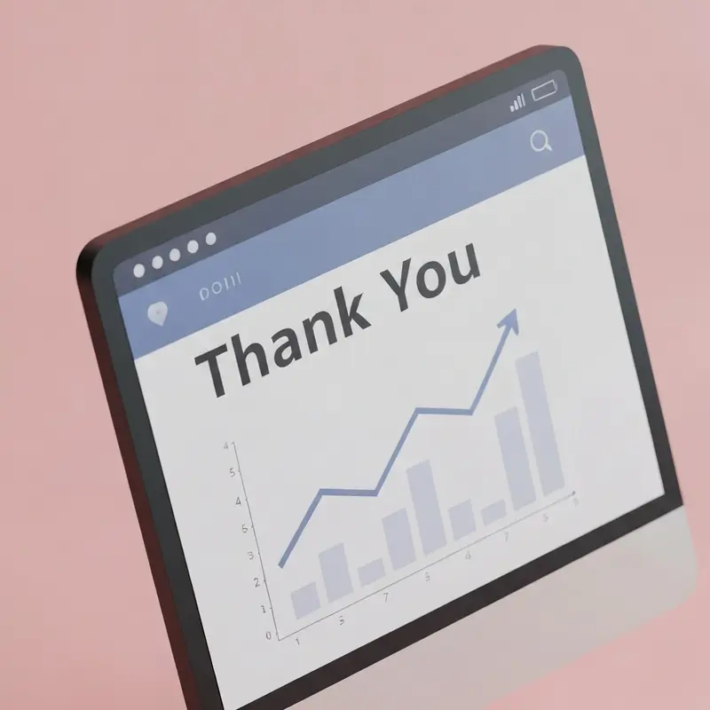 גרף עולה על מסך מחשב בדף תודה