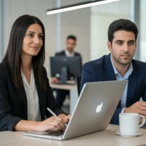 מומחה שיווק מסביר על SEO מקומי ישראל בפגישת עבודה