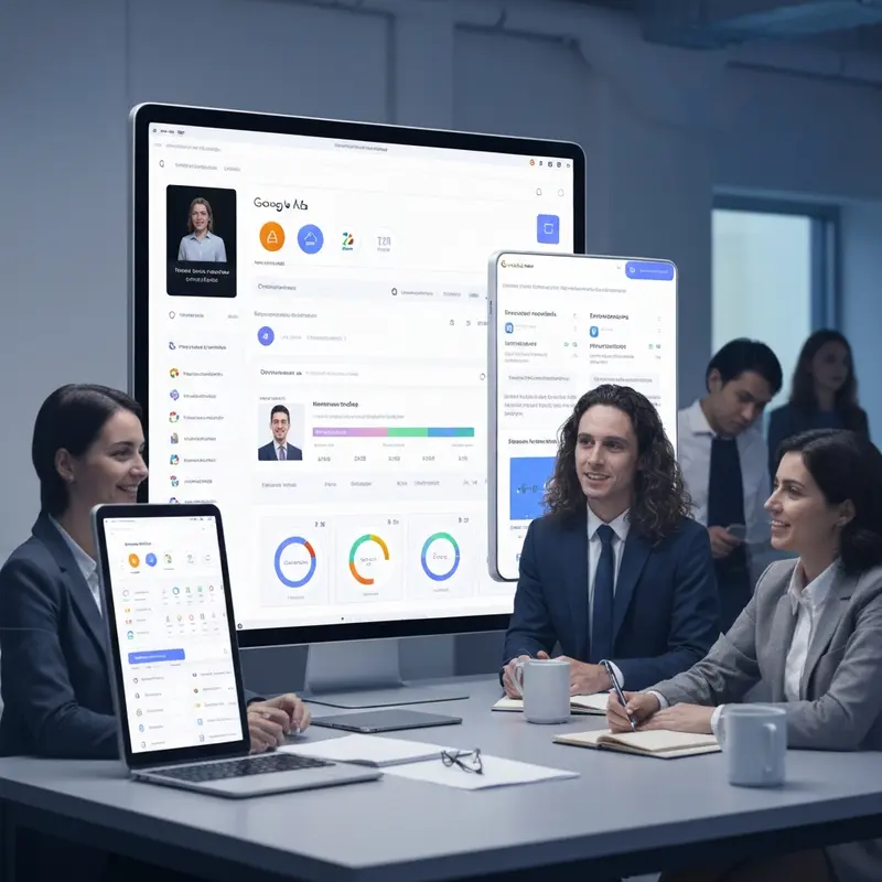 תקריב על מסך המציג נתוני קמפיין פרסום גוגל