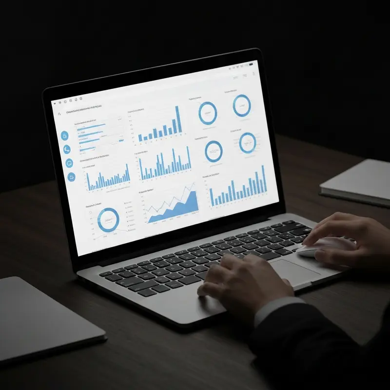 תקריב על מסך עם גרפי נתוני Omnichannel.