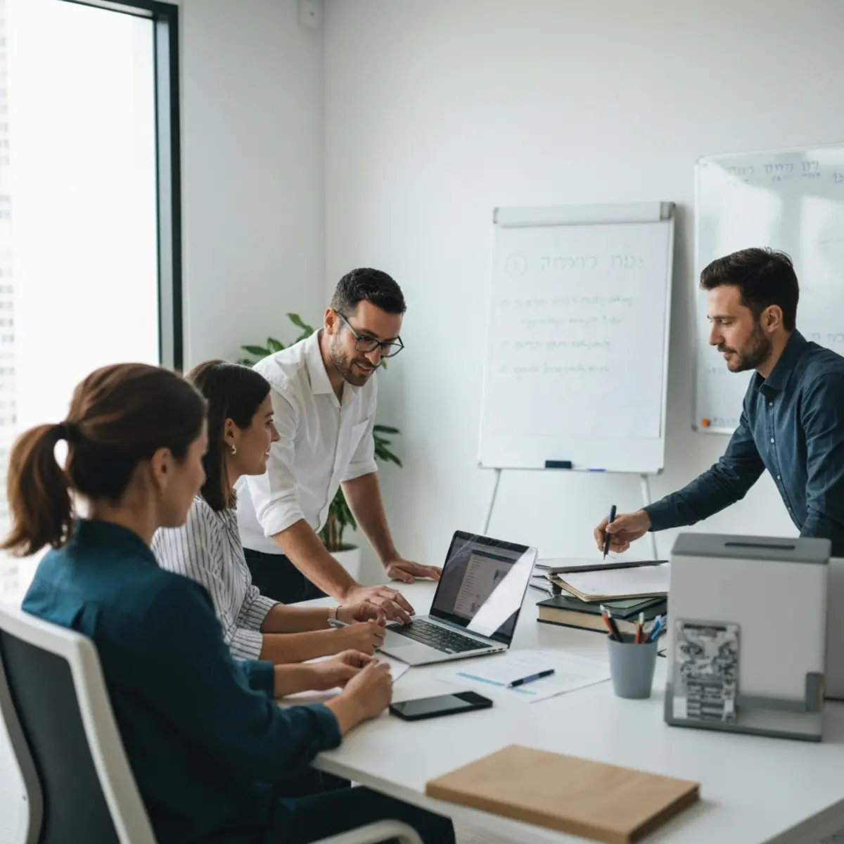 מומחים עובדים על אופטימיזציה של Image SEO במשרד שיווק דיגיטלי